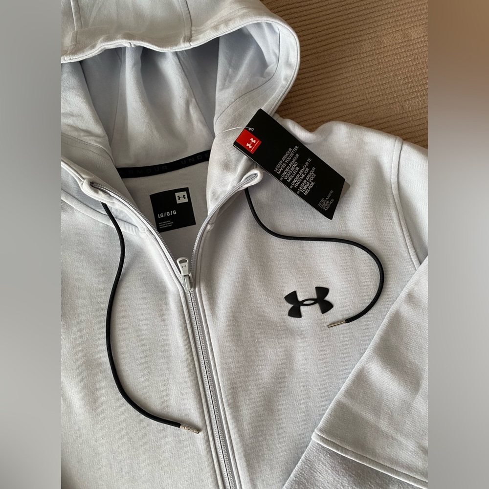 Mens UnderArmour FULL ZIP gray hoodie size large